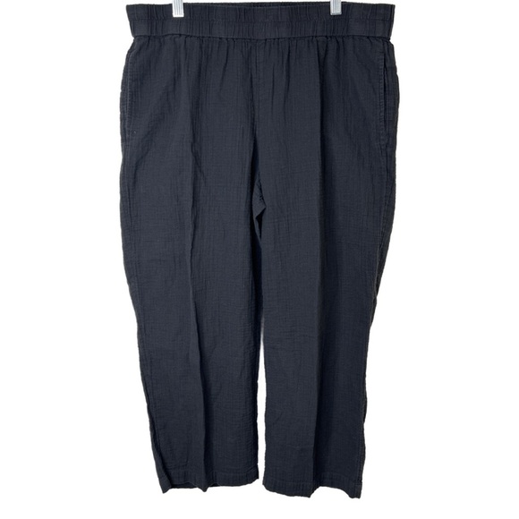 Eileen Fisher Pants - EILEEN FISHER Black Cropped Organic Cotton Pull-On Pants Size Large